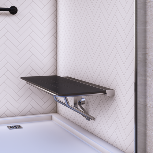 Metlam Australia 960mm x 400mm Designer Black Compact Laminate Folding Shower Seat Bunnings Australia