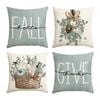 Catzon 4 Pcs Linen Throw Pillow Covers Autumn for Home