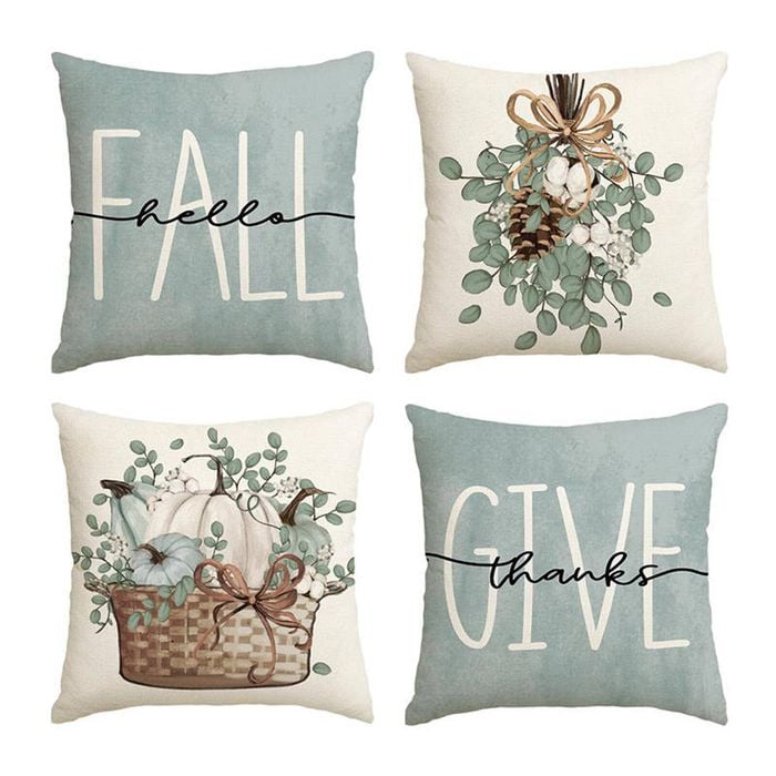 Catzon 4 Pcs Linen Throw Pillow Covers Autumn for Home