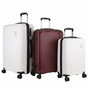 Pierre Cardin X  3-piece Hardshell Super Light Luggage S Travel Suitcase Burgundy/white