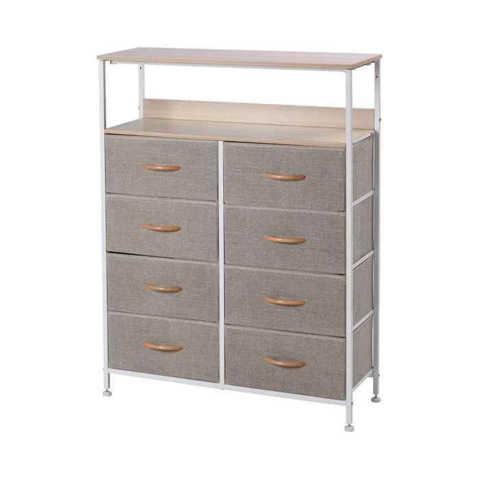 Sherwood Luna 8 Chest Of Drawers Lowboy Dresser Double Wooden Shelf Cream