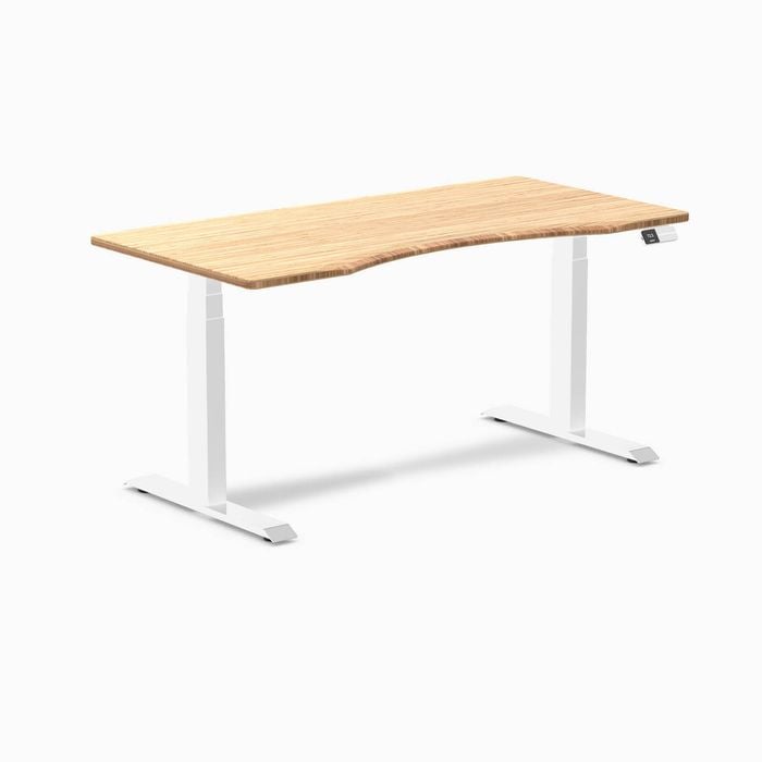 Desky Dual Sit To Stand Ergo Edge Bamboo Desk 1500x750mm White
