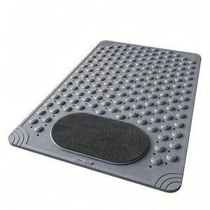 Catzon 50x80cm Square Non Slip Shower Mat With Foot Scrubber Brush-grey