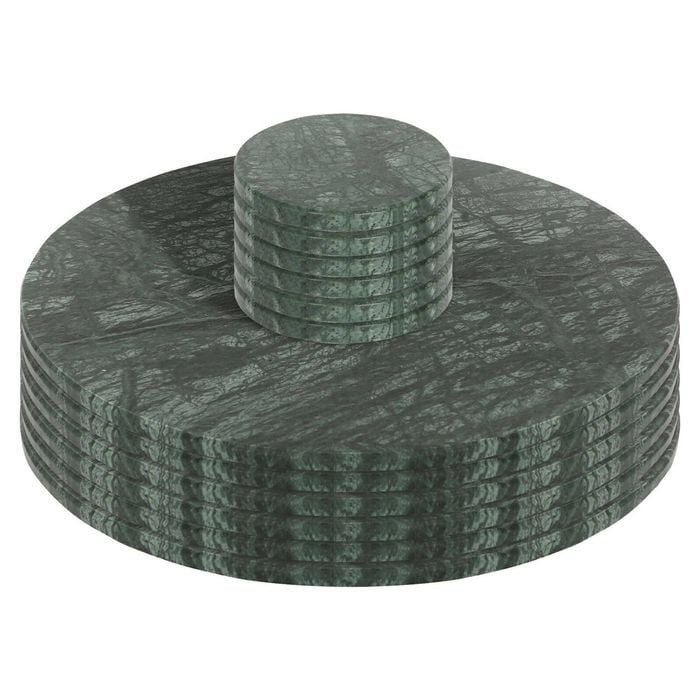 Argon Tableware Round Marble Placemats & Round Coasters Green Kitchen Dining Table Mats Bar Drinks Coaster Protector Place Mats