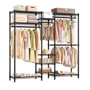 Advwin Portable Closet Wardrobe Heavy Duty Clothes Rack L Shaped Black