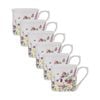 6x Ashdene Garden Soiree Wide Flare Tea Drinking Mug Cup White Floral