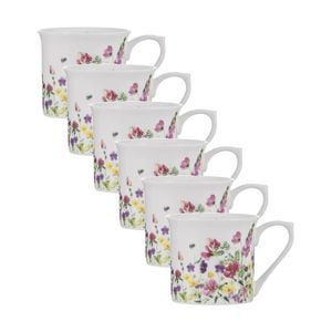 6x Ashdene Garden Soiree Wide Flare Tea Drinking Mug Cup White Floral