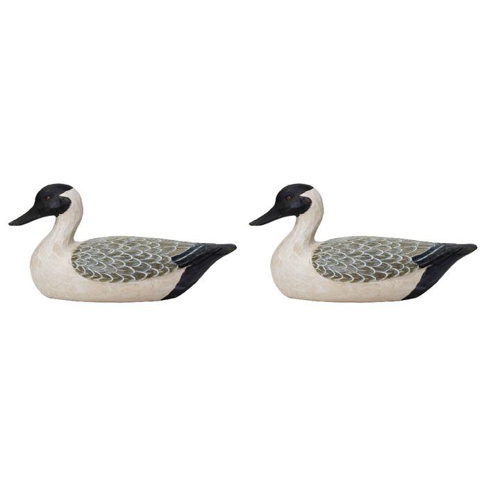2x LVD Resin Seated Duck Sculpture Decorative Ornament Home/Office Decor 31cm