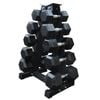 100kg - 5 Pair Hex Rubber Dumbell Weight Set With Rack