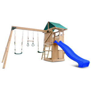 Lifespan Kids Montrose Swing Set Cubby Play Centre With 2.2m Blue Slide