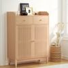 Homfurn 4-tier Shoe Rack Cabinet – Holds 16 Pairs, Adjustable Shelves, 2 Drawers, Ventilated Doors, Oak