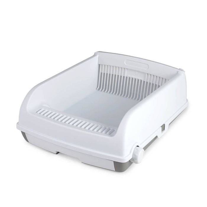 Costway Cat Litter Box Toilet Pan Semi-auto Splash-proof White