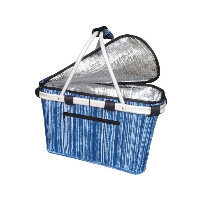 Sachi Insulated Carry Basket with Lid - Blue Stripe