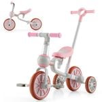 Costway 4 in 1 Kids Tricycles Baby Balance Bike with Push Handle Pink
