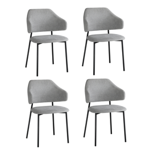 Oikiture 4PC Dining Chair Fabric Grey&Black