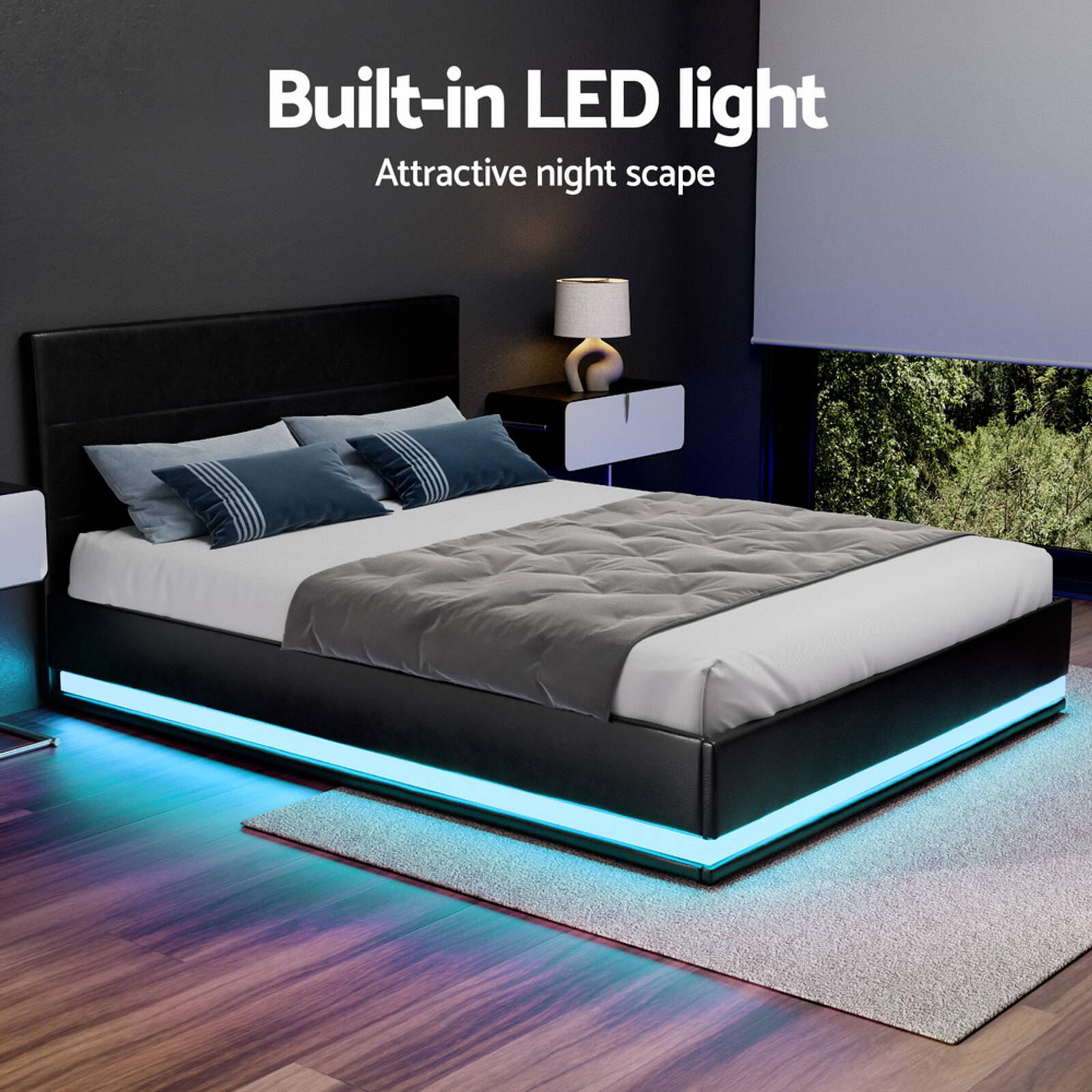 Artiss led bed frame size gas lift base with storage leather online