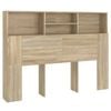 vidaXL Headboard Cabinet Home Organiser Wall Bookcase Shelf Sonoma Oak 140 cm Double