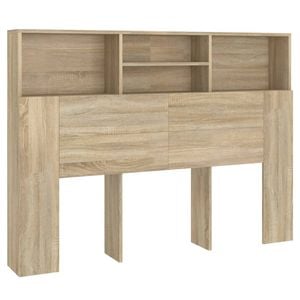 vidaXL Headboard Cabinet Home Organiser Wall Bookcase Shelf Sonoma Oak 140 cm Double