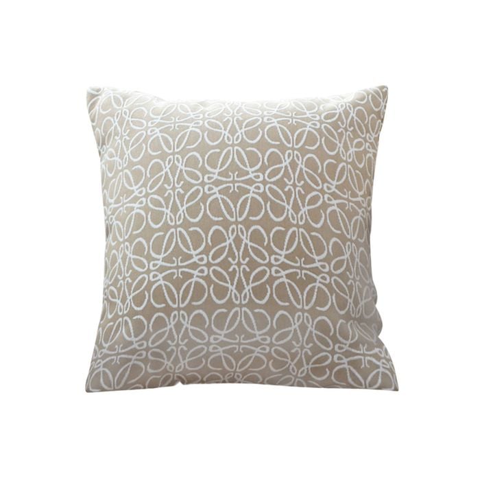 SOGA 50cm Throw Pillow – White and Beige Geometric Pattern Accent