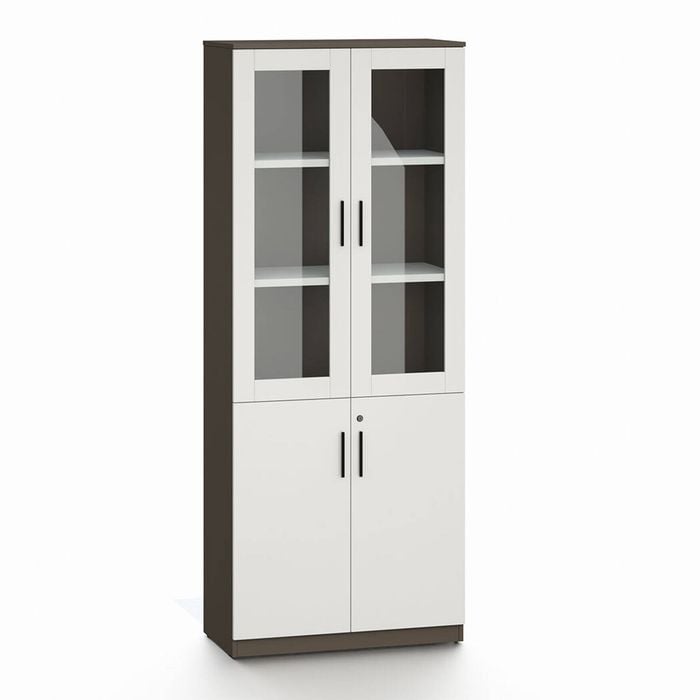 Esma Storage Cabinet Filing Bookcases Unit with Glass Doors & Lockable Base