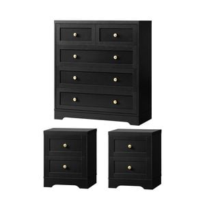 Oikiture 5 Chest of Drawers and 2 Bedside Tables Furniture Set