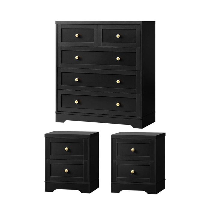Oikiture 5 Chest of Drawers and 2 Bedside Tables Furniture Set
