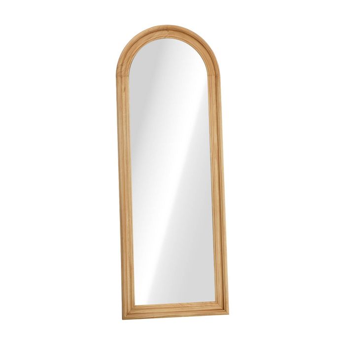 Oikiture Full Length Mirror Elegance Arch 165x60cm Natural Wood Floor Mirrors