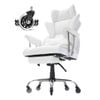 Vevor Reclining Office Chair White With Footrest Heavy Duty Pu Leather With Lumbar Support