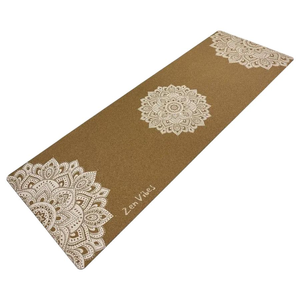 Zenvibes Comfort Cork Yoga Mat 5mm - Ornamental Treo Mandala  (White)