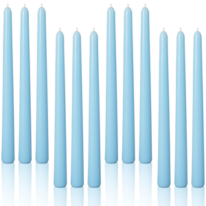 48x Tapered Dinner  Unscented Taper Wedding Candle 25cm In Blue