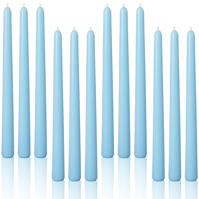 48x Tapered Dinner  Unscented Taper Wedding Candle 25cm In Blue