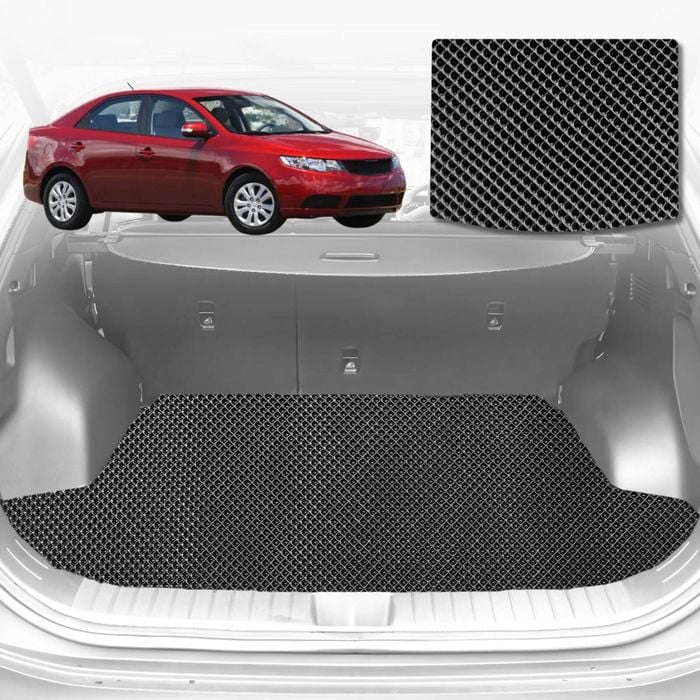 6D Diamond Car Boot Mat for Kia Cerato (TD)2009-2013-Hatch-Cargo Mat-Black-Outback GT