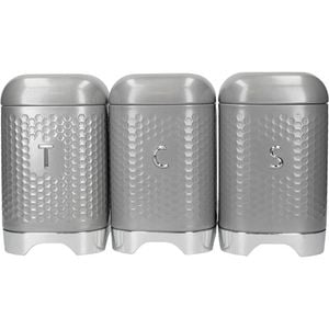 3pc Kitchencraft Lovello Textured Tea/Coffee/Sugar Set - Grey