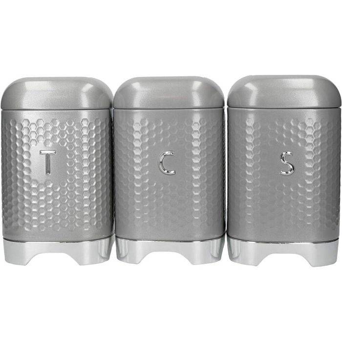 3pc Kitchencraft Lovello Textured Tea/Coffee/Sugar Set - Grey