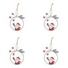 4PK Urban Santa in Wreath Hanging Decoration 12cm Red/Green Assorted