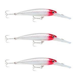 3x Rapala 12cm X Rap Magnum 15 Deep Diving Trolling Lures - Red Head UV