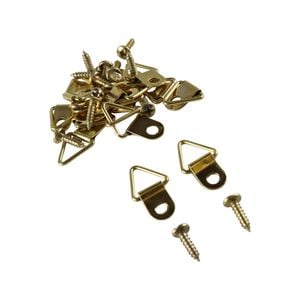 Everhang 10kg Brass Plated Picture Hanging Triangle D-Ring - 25 Pack