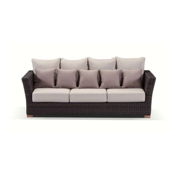 Coco 3+1+1 Seater Lounge Coffee Table Chestnut Brown & Latte Cushions