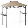 Advwin Outdoor Foldable Grill BBQ Gazebo with 2 Side Shelves, Double Tiered Vented Waterproof Top