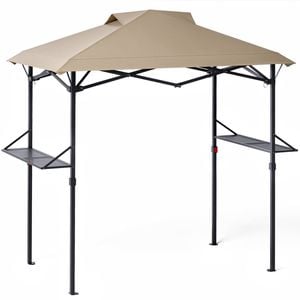 Advwin Outdoor Foldable Grill BBQ Gazebo with 2 Side Shelves, Double Tiered Vented Waterproof Top