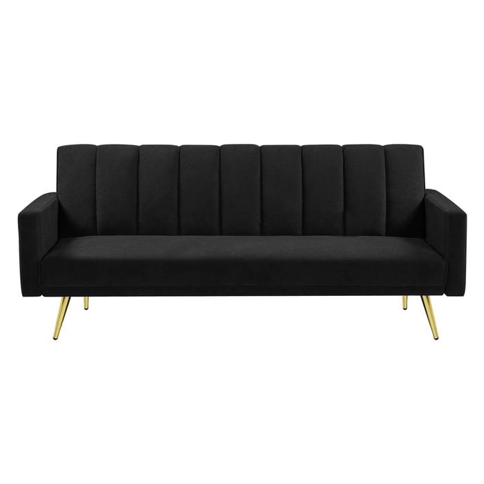 Levede 3-Seater Convertible Velvet Sofa Bed 197CM Black