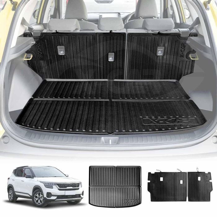 Boot Liner Back Seat Protector Combo for Kia Seltos 2022-2024 Kick Mats Cover Cargo Trunk