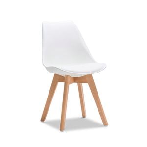 Replica Set of 2 White Natural Padded Eames Dining Side Chairs