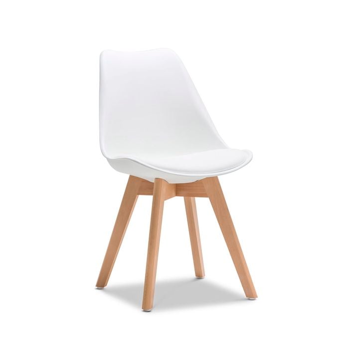 Replica Set of 2 White Natural Padded Eames Dining Side Chairs