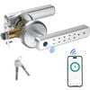Advwin Fingerprint Smart Door Lock, Keyless Entry Door Lock with Handle, APP/Codes/Keys/Fingerprint, Silver
