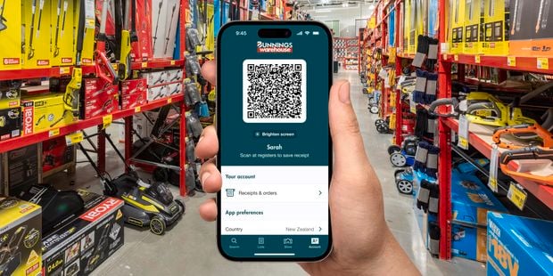 Bunnings app in use in store for NZ