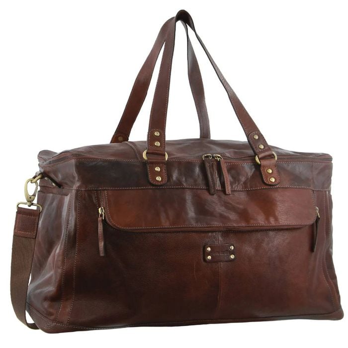 Pierre Cardin Burnished Leather Multi-Compartt Overnight  Duffle Legend