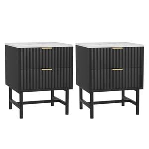 Artiss 2x Bedside Table Black 2 Drawers