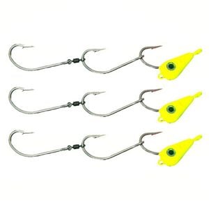 3x 40g TT Lures Bait Trolling Size 6/0 Tarpon Hooks Mackeral Rig - Chartreuse