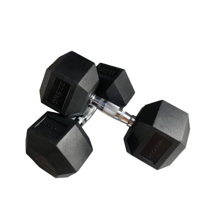 Xin 2 Pack of 22.5kg - Total 45kg Hex Rubber Coat Iron Dumbell Home Gym Strength Weight Training